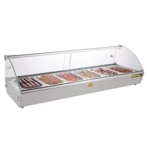 Buffalo Vitrine Chauffante | à Poser | 800W | Convient pour 6x GN 1/3 | 1127x420x(H)336mm