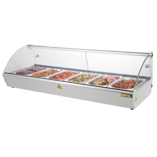 Buffalo Vitrine Chauffante | à Poser | 800W | Convient pour 6x GN 1/3 | 1127x420x(H)336mm