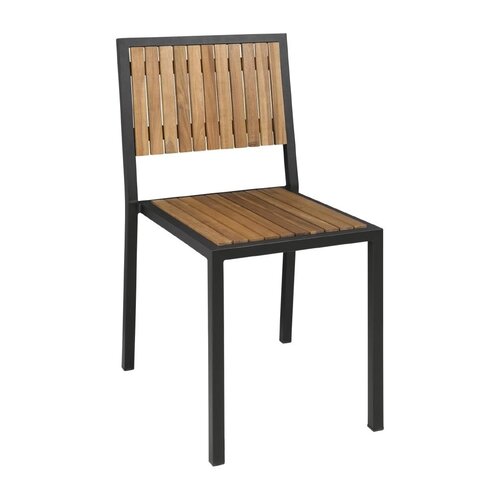 Bolero Chaises | Acier et Acacia | 450x530x(H)860mm | Lot de 4 Pièces