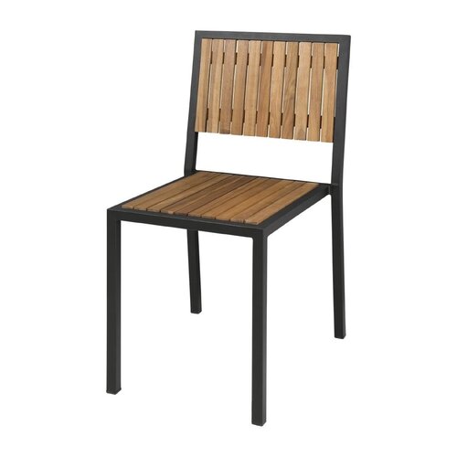 Bolero Chaises | Acier et Acacia | 450x530x(H)860mm | Lot de 4 Pièces