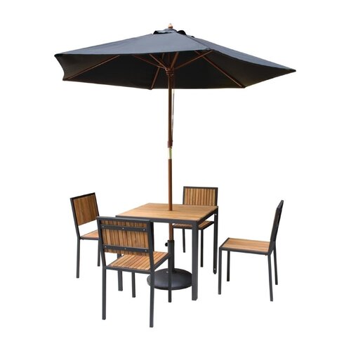 Bolero Chaises | Acier et Acacia | 450x530x(H)860mm | Lot de 4 Pièces