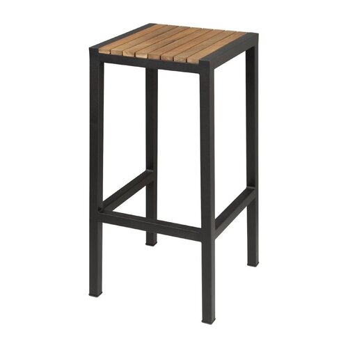 Bolero Tabourets de Bar | Acier et Acacia | 350x350x(H)750mm | Lot de 2 Pièces