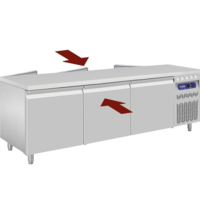 Table Frigorifique | Double Ouverture | Ventilée | 2x3 Portes | GN 2/1| 548L