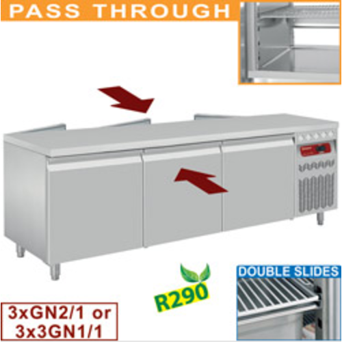 Diamond Table Frigorifique | Double Ouverture | Ventilée | 2x3 Portes | GN 2/1| 548L