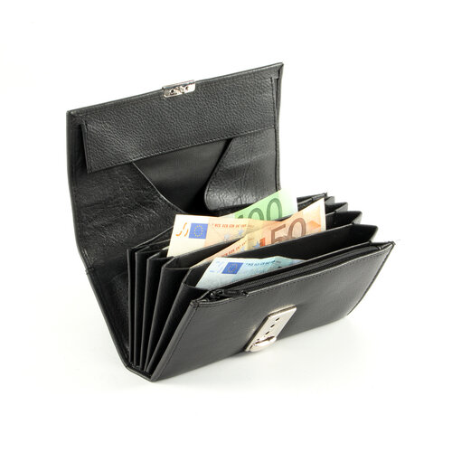 Pavelinni Portefeuille pour Restauration | Cuir | 4 Compartiments | avec Ceinture en Nylon | 180x35x95mm