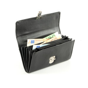 Pavelinni Portefeuille pour Restauration | Cuir | 4 Compartiments + Porte-Monnaie | avec Ceinture en Nylon | 185x30x90mm