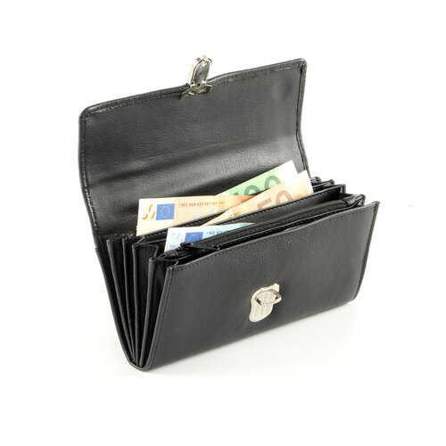 Pavelinni Portefeuille pour Restauration | Cuir | 4 Compartiments + Porte-Monnaie | avec Ceinture en Nylon | 185x30x90mm