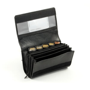 Pavelinni Portefeuille pour Restauration | Cuir | 4 Compartiments + Porte-Monnaie | avec Ceinture en Nylon | 170x115x35mm