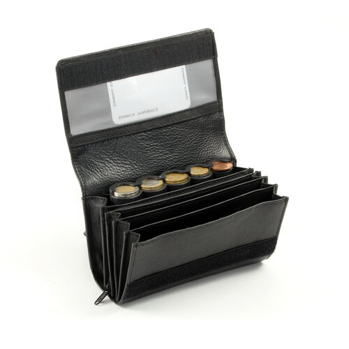 Pavelinni Portefeuille pour Restauration | Cuir | 4 Compartiments + Porte-Monnaie | avec Ceinture en Nylon | 170x115x35mm