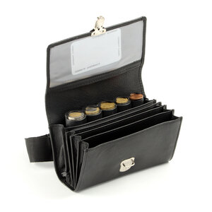 Pavelinni Portefeuille pour Restauration | Cuir | 4 Compartiments + Porte-Monnaie | avec Ceinture en Nylon | 170x130x35mm