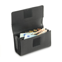 Portefeuille pour Restauration | Cuir | 5 Compartiments + Porte-Monnaie | avec Ceinture en Nylon | 190x120x30mm