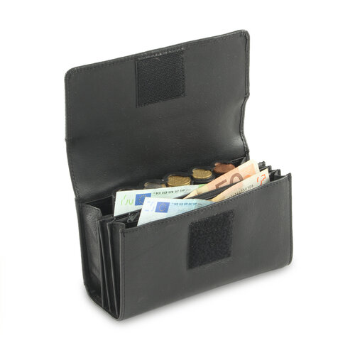 Pavelinni Portefeuille pour Restauration | Cuir | 5 Compartiments + Porte-Monnaie | avec Ceinture en Nylon | 190x120x30mm