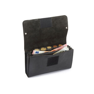 Pavelinni Portefeuille pour Restauration | Cuir | 4 Compartiments + Porte-Monnaie | avec Ceinture en Nylon | 190x100x20mm