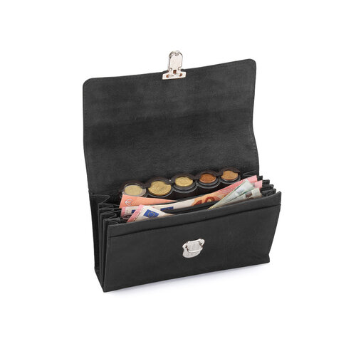 Pavelinni Portefeuille pour Restauration | Cuir | 6 Compartiments + Porte-Monnaie | avec Ceinture en Nylon | 190x40x105mm