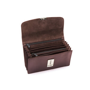 Pavelinni Portefeuille pour Restauration | Marron | Cuir | 6 Compartiments + Porte-Monnaie | avec Ceinture en Nylon | 180x30x100mm