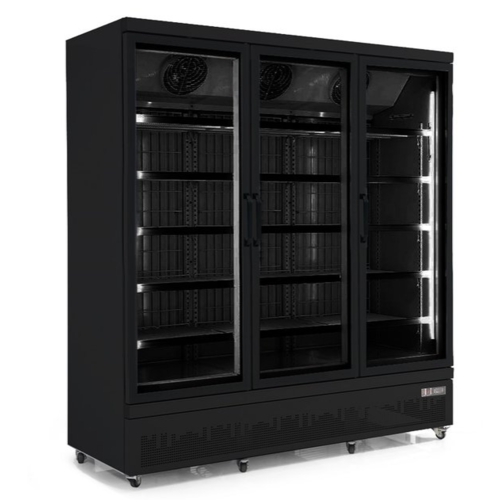 Combisteel Réfrigérateur Noir | 3 Portes en Verre | 1530 Litres | Sur Roues | 1880x710x (H)1997mm