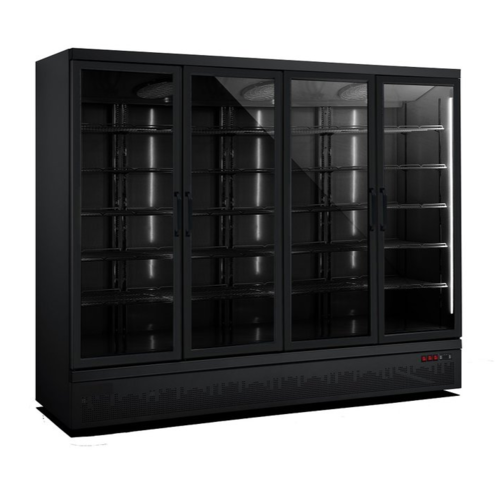 Combisteel Réfrigérateur Noir | 4 Portes en Verre | 2025 Litres | Sur Roues | 2508x710x (H)1997mm
