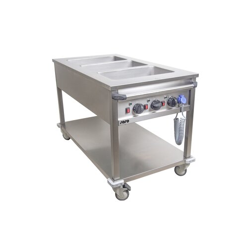 Saro Chariot Bain Marie 3 X 1/1 GN | 3kW | 1300x700x(H)850mm Saro Chariot Bain Marie 3 X 1/1 GN | 3kW | 1300x700x(H)850mm