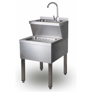 Saro Lave-Mains | Avec mélangeur et siphon | En INOX | 500x700x (H)850mm Saro Lave-Mains | Avec mélangeur et siphon | En INOX | 500x700x (H)850mm