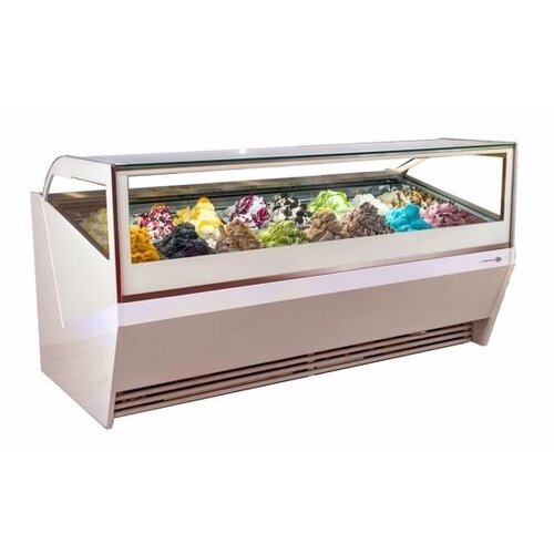 La Squadra Comptoir à Crème Glacée | Scoop La Squadra Selecta 24 Gelato | 2205x1150x(H)1155mm | Disponible en 2 couleurs