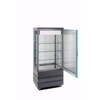 Vitrine Réfrigérée Avec Porte En Verre | Noir | Plaques de verre amovibles| Avec 4 cotés vitrés| 670x640x(H)1950mm