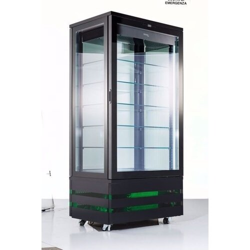 Tekna Vitrine Réfrigérée Avec Porte En Verre |Noir | Avec 4 cotés vitrés | 900x640x(H)1500mm Tekna Vitrine Réfrigérée Avec Porte En Verre |Noir | Avec 4 cotés vitrés | 900x640x(H)1500mm