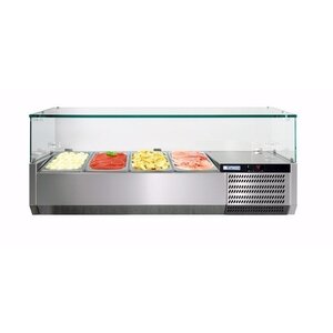 Afinox Vitrine Réfrigérée | En Inox | 4x 1/3 GN | 1100x395x (H)429mm Afinox Vitrine Réfrigérée | En Inox | 4x 1/3 GN | 1100x395x (H)429mm