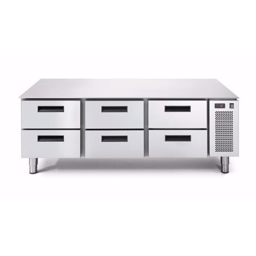 Afinox Comptoir Congelé | 6 Tiroirs | 1600x685x(H)613mm