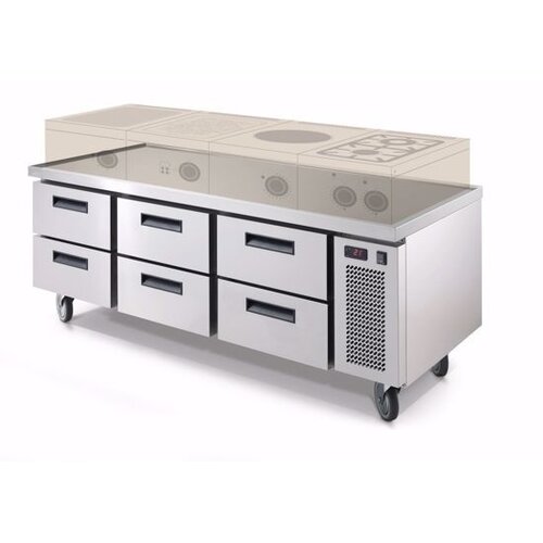 Afinox Comptoir Congelé | 6 Tiroirs | 1600x685x(H)613mm