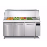 Saladette 3 Portes | Vitrine en verre | 1640x785x(H)1327mm