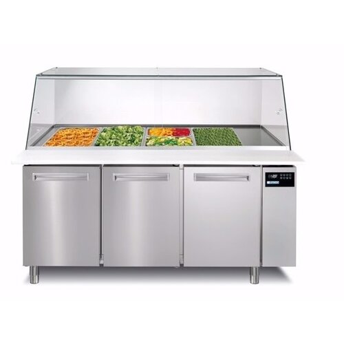 Afinox Saladette 3 Portes | Vitrine en verre | 1640x785x(H)1327mm