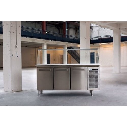 Afinox Saladette 3 Portes | Vitrine en verre | 1640x785x(H)1327mm