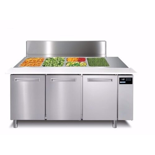 Afinox Saladette 3 Portes | Couvercle en acier inoxydable | 1640x785x (H)1183mm