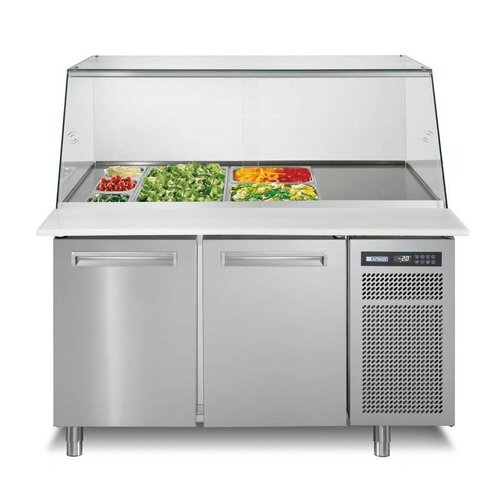 Afinox Saladette 2 Portes | Vitrine en verre | 1300x785x(H)1327mm