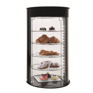SAYL Vitrine à Pâtisserie Neutre Ronde | 4 Niveaux | 435x435x(H)710mm | Disponible en 2 Modèles