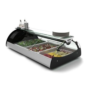 SAYL Vitrine Réfrigérée Maxiself | Eclairage LED | Convient pour 2x GN 1/1 65mm | Libre Service | 880x650x320mm SAYL Vitrine Réfrigérée Maxiself | Eclairage LED | Convient pour 2x GN 1/1 65mm | Libre Service | 880x650x320mm