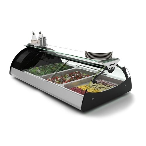 SAYL Vitrine Réfrigérée Maxiself | Eclairage LED | Convient pour 2x GN 1/1 65mm | Libre Service | 880x650x320mm SAYL Vitrine Réfrigérée Maxiself | Eclairage LED | Convient pour 2x GN 1/1 65mm | Libre Service | 880x650x320mm