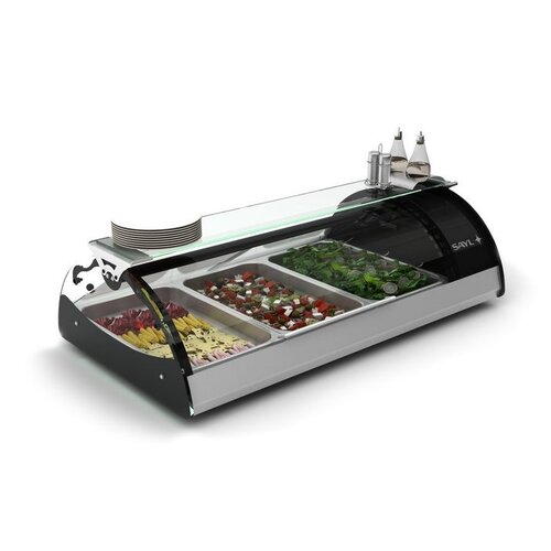 SAYL Vitrine Réfrigérée Maxiself | Eclairage LED | Convient pour 2x GN 1/1 65mm | Libre Service | 880x650x320mm