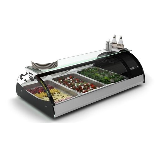 SAYL Vitrine Réfrigérée Maxiself | Eclairage LED | Convient pour 3x GN 1/1 65mm | Libre Service | 1210x650x320mm SAYL Vitrine Réfrigérée Maxiself | Eclairage LED | Convient pour 3x GN 1/1 65mm | Libre Service | 1210x650x320mm