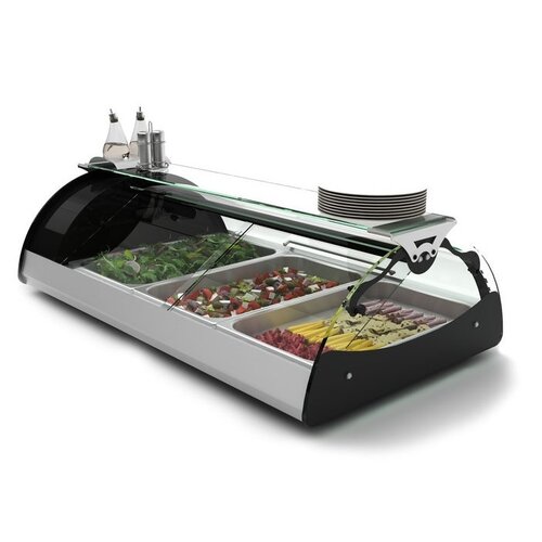 SAYL Vitrine Réfrigérée Maxiself | Eclairage LED | Convient pour 3x GN 1/1 65mm | Libre Service | 1210x650x320mm