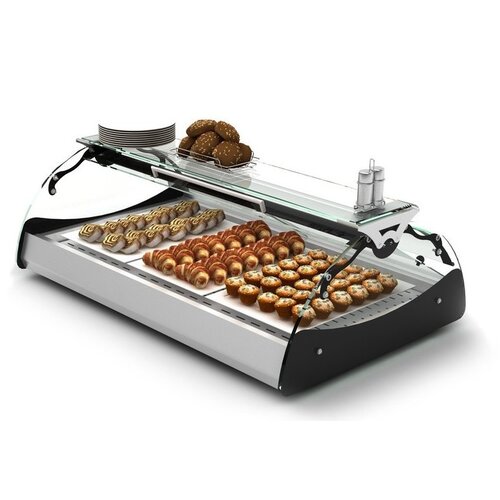 SAYL Vitrine Chauffante Maxiself | Eclairage LED | Convient pour Plateaux en Inox | Libre Service | 690x650x320mm