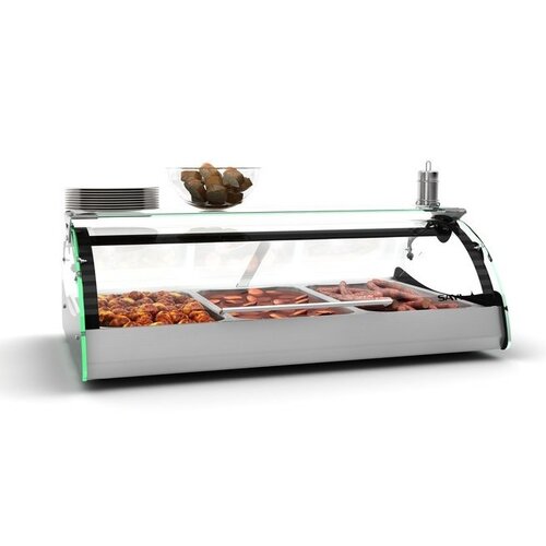 SAYL Vitrine Chauffante Maxiself | Eclairage LED | Convient pour 2x GN 1/1 65mm | Libre Service | 690x650x320mm