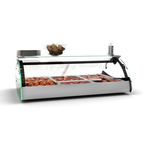 SAYL Vitrine Chauffante Maxiself | Eclairage LED | Convient pour 2x GN 1/1 65mm | Libre Service | 1020x650x320mm