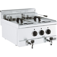 Friteuse Èlectrique | Base 600 | Modèle de Table | avec Robinet | 2x 10 litres | 600x600x (H) 300mm