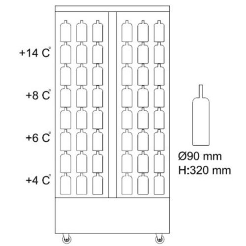 Combisteel Rafraichisseur à Vin| 2 Portes Vitrées | 112 Bouteilles | 1000x660x(H)2060mm