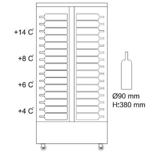 Combisteel Rafraîchisseur à Vin | Noir | Contient 120 Bouteilles | 1000x620x(H)2060mm