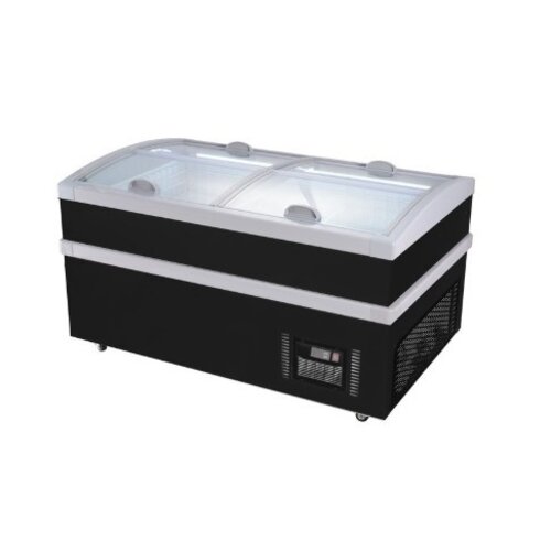 Combisteel Congélateur Coffre | Couvercle en Verre | Noir  | 800 Litres | 2013x963x(H)780mm