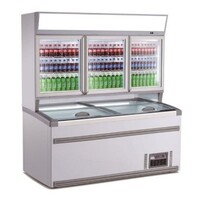 Réfrigérateur Libre Service Haut | Congélateur bas | Blanc | 3 Portes Vitrées | 2104x890x(H)2000mm