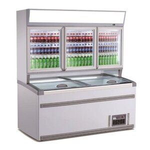 Combisteel Réfrigérateur Libre Service Haut | Congélateur bas | Blanc | 3 Portes Vitrées | 2104x890x(H)2000mm