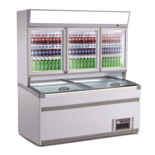 Combisteel Réfrigérateur Libre Service Haut | Congélateur bas | Blanc | 3 Portes Vitrées | 2104x890x(H)2000mm